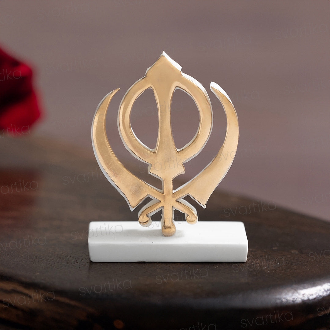 Svastika KHANDA for Car Dashboard | 24 Karat Gold Plated