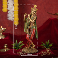 antique standing lord krishna idol playing flute