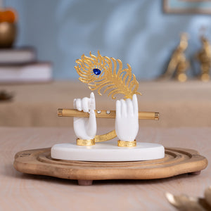 Lord Krishna's Divine Hands Car Dashboard Idol - Gold Plated (3.5 Inch)