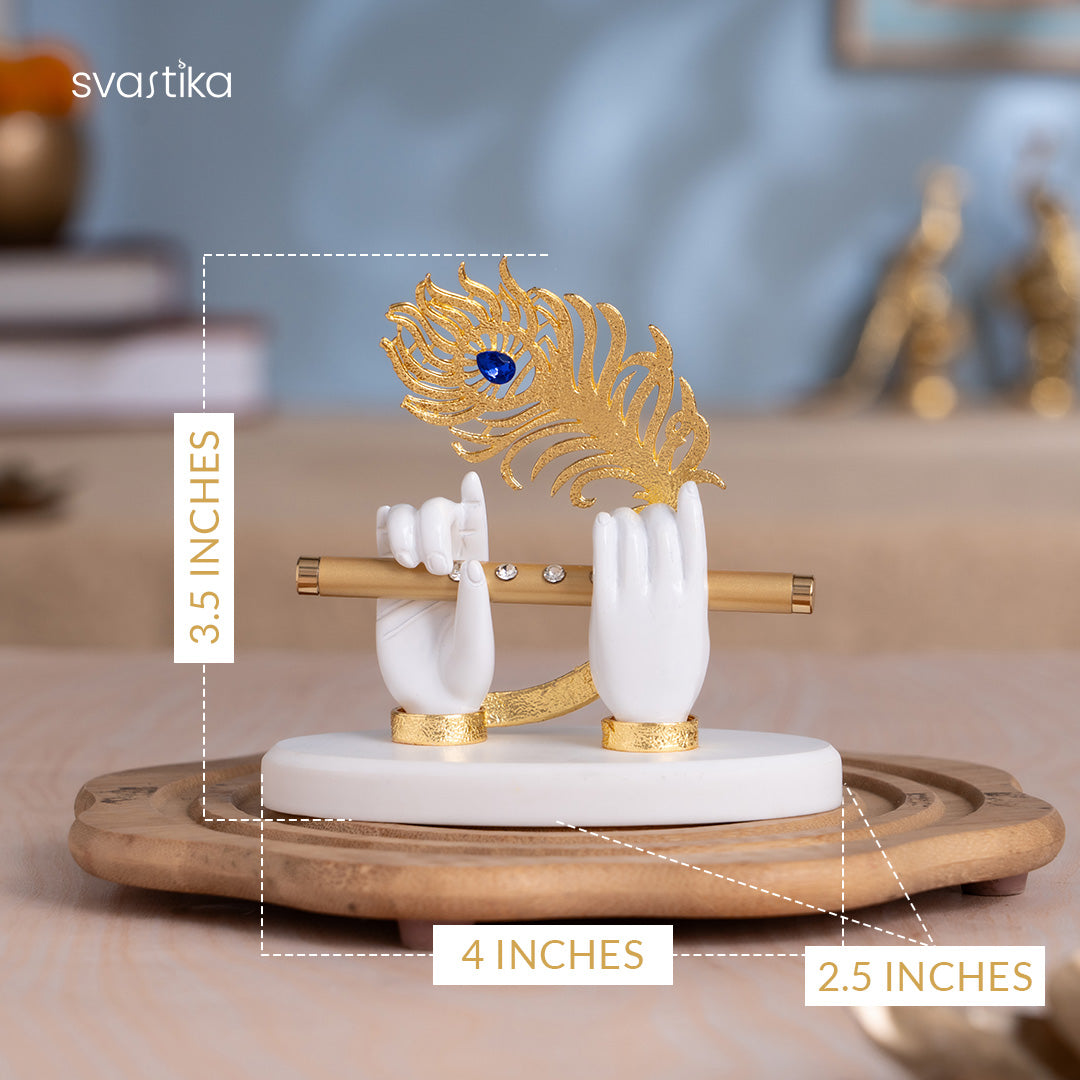 Lord Krishna's Divine Hands Car Dashboard Idol - Gold Plated (3.5 Inch)