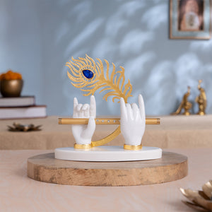 Lord Krishna's Divine Hands Idol - Gold Plated (7 Inch)
