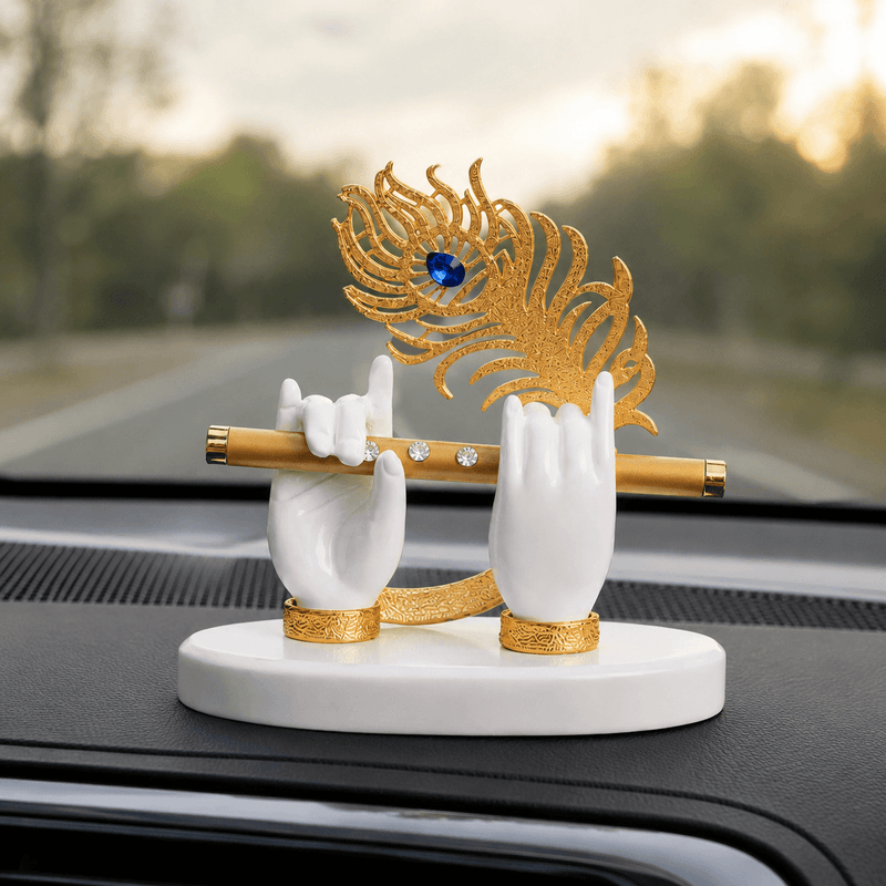 Lord Krishna's Divine Hands With Flute - Gold Plated