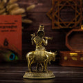 Brass krishna idol with calf for pooja room 