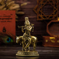 Brass Shri Krishna with Calf Statue 