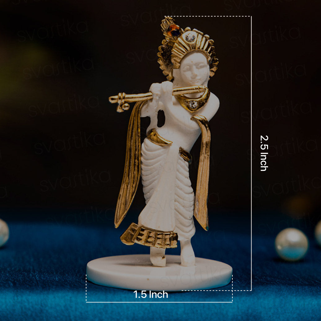 GOLDGIFTIDEAS 999 Silver and 24K Gold Plated Flute Krishna Idol for Gift,  Bal Krishna Statue for Home, Baby Shower Gift