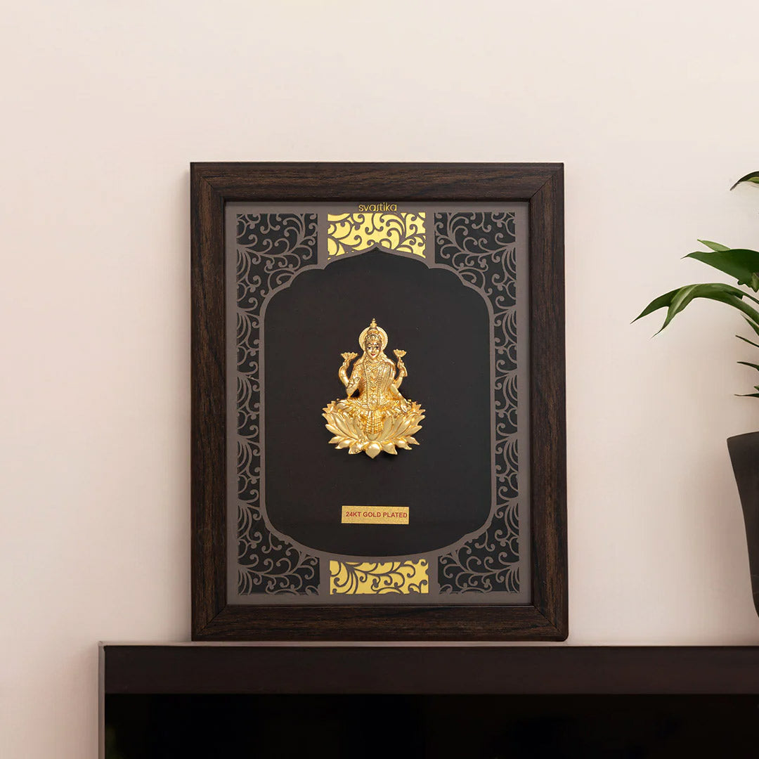 Mata Lakshmi 3D Wall Hanging - Gold Plated Finish