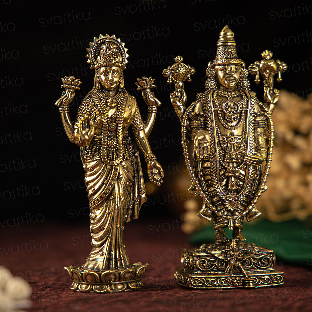 Brass Lord Venkateswara with Goddess Lakshmi set 