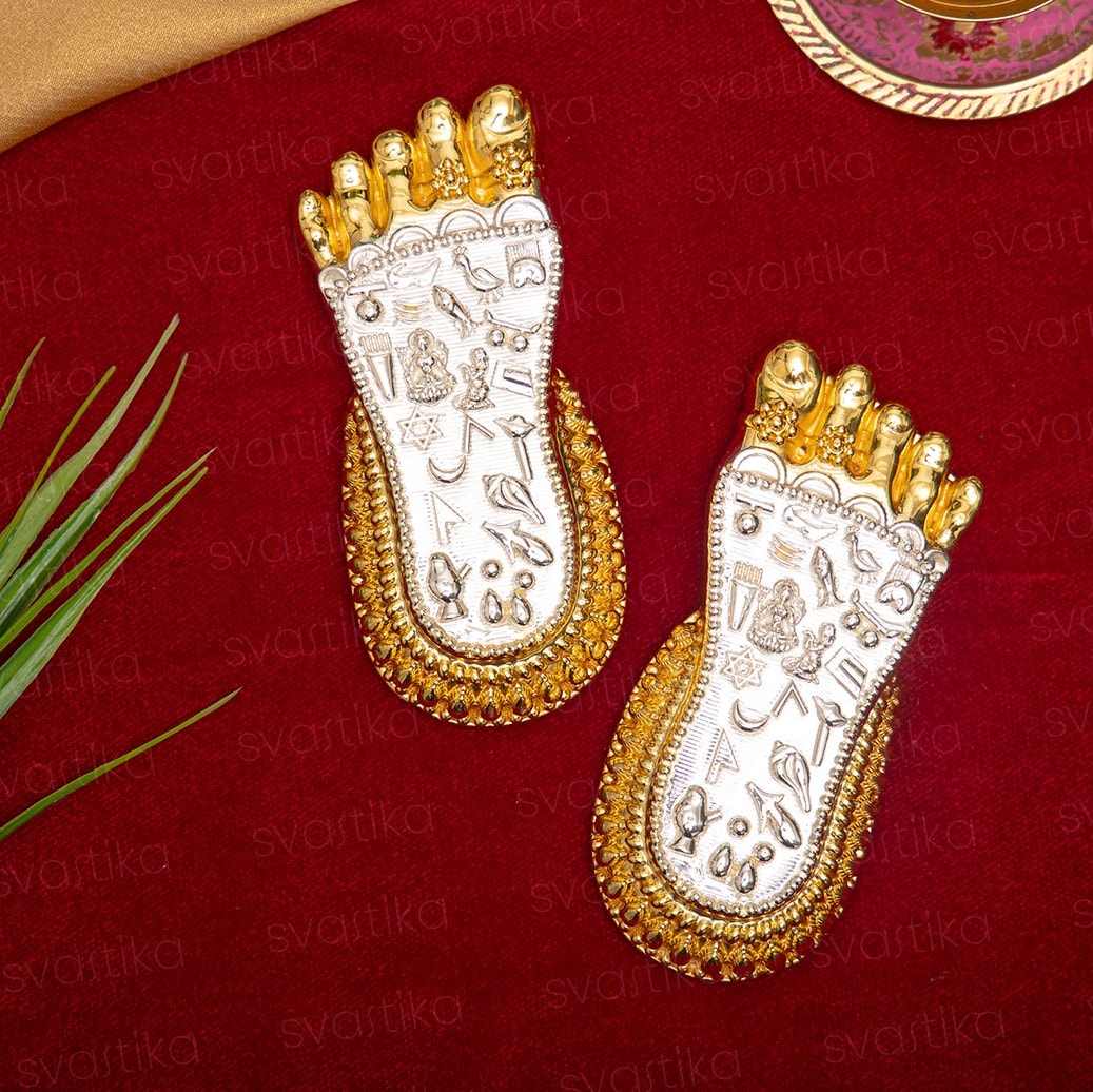 Shri Lakshmi Charan Paduka | 24K Gold and 999 Silver Plated