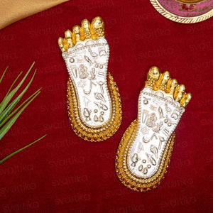 Maa Lakshmi's Charan Paduka - Gold & Silver Plated (3 Inch)