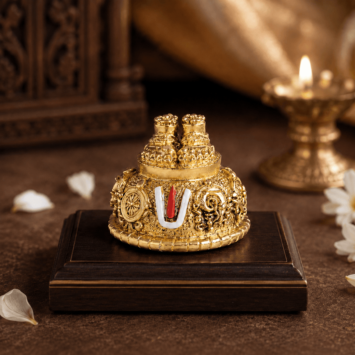 Balaji Charan with Shanku Chakra Namam – Gold Plated (2 Inch)