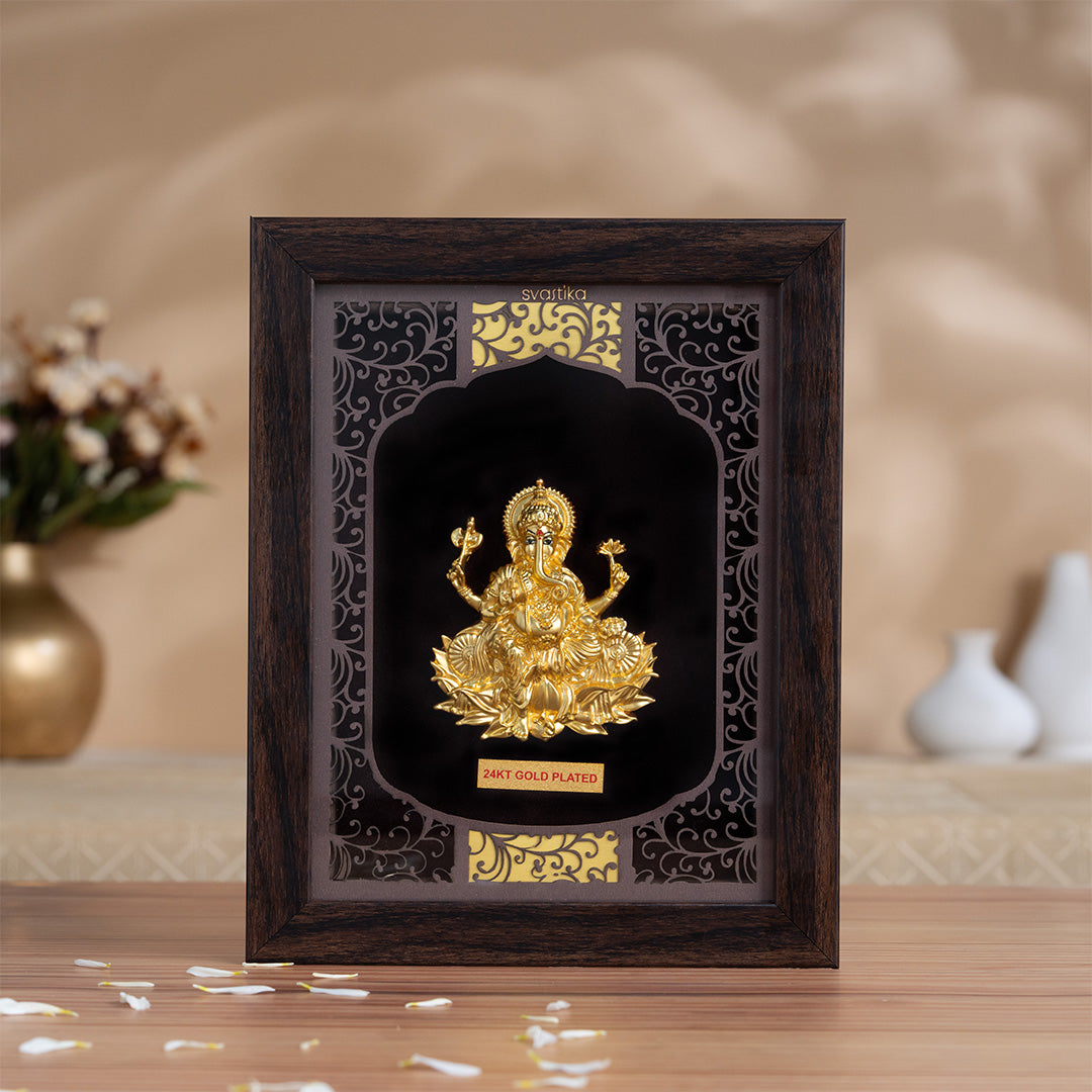 Lord Ganesha 3D Wall Hanging - Gold Plated Finish