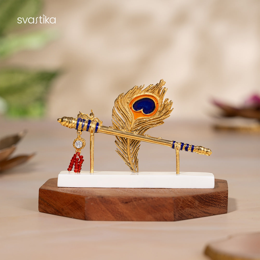 Lord Krishna's Flute & Feather Idol for Car Dashboard 
