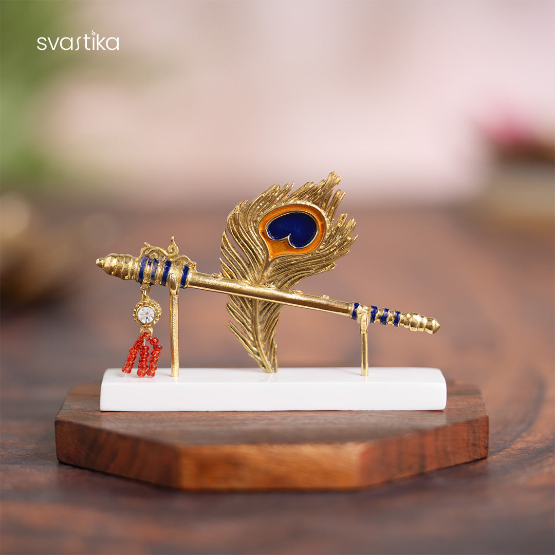 Lord Krishna's Flute & Feather Idol for Car Dashboard 