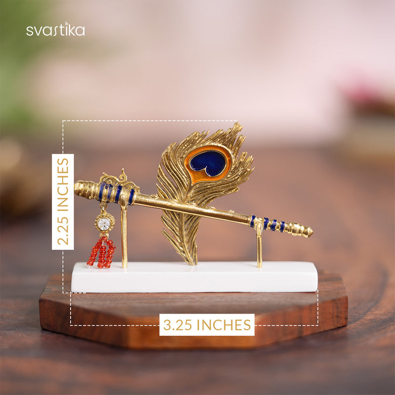 Lord Krishna's Flute & Feather Car Dashboard Idol (2.25 Inch)