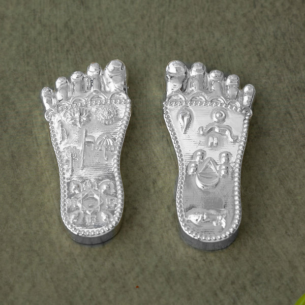 Shree Krishna's Charan Paduka (Lotus Feet) - Silver Plated (3 Inch)