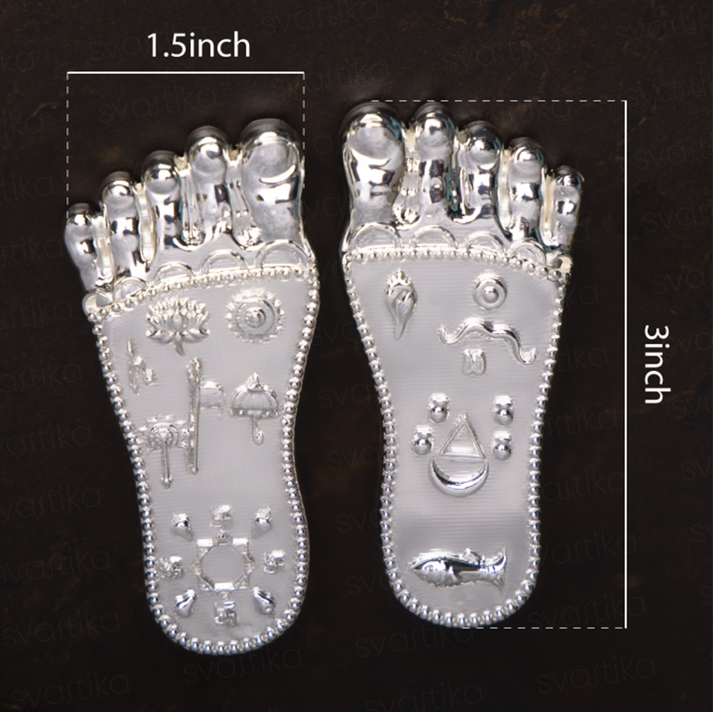 Shree Krishna Charan Paduka (Lotus Feet) | 999 Silver Plated