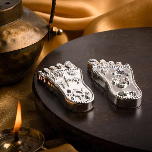 Shree Krishna Charan Paduka (Lotus Feet) | 999 Silver Plated