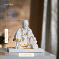 White & Gold Sitting Sai Baba murti 