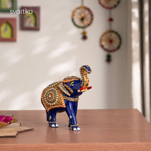 Decorative Blue Elephant Statue (4 Inch)