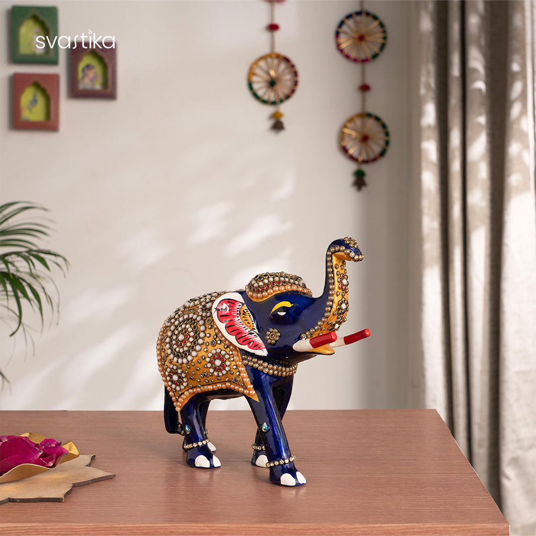 Decorative Blue Elephant Statue (7 Inch)