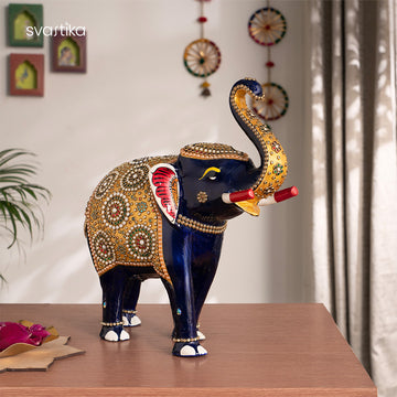 Decorative Blue Elephant Statue (11 Inch)