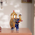 Decorated Blue Elephant Ambari Statue 