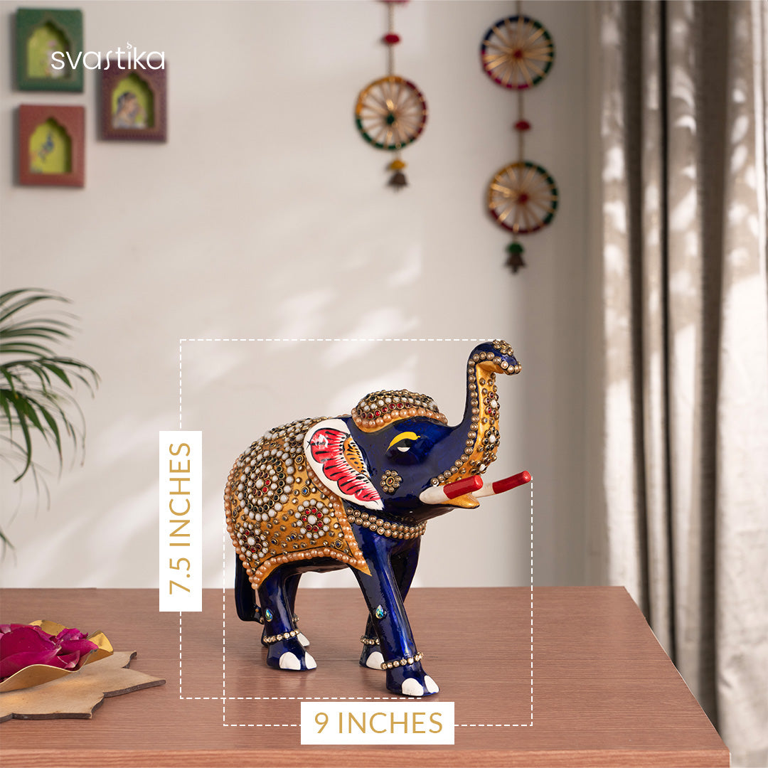 Decorative Blue Elephant Statue (7 Inch)