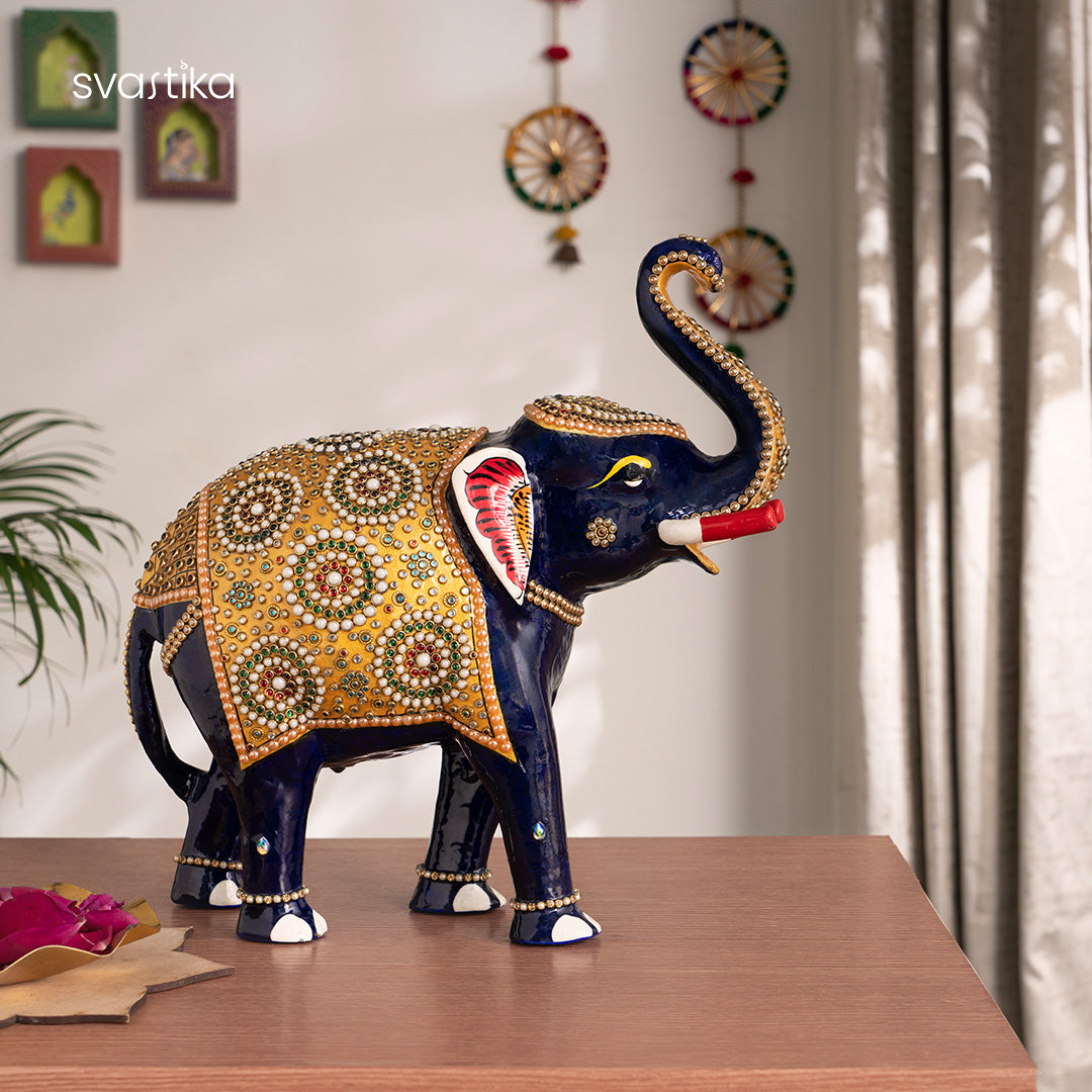 Blue Elephant Statue (11 Inch)