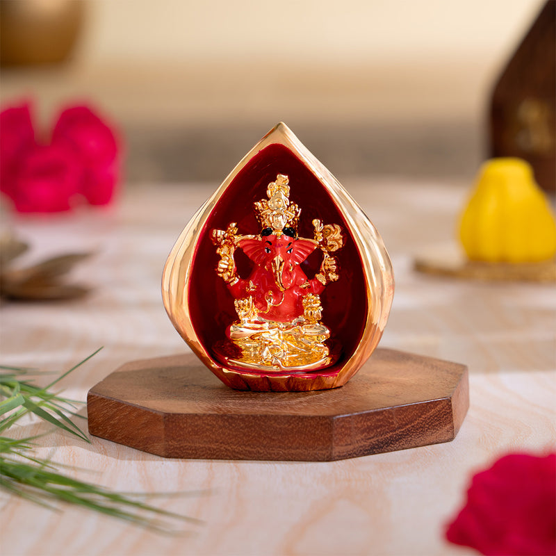 Modak Ganesha Murti for Car Dashboard - Gold Plated (3 Inch)