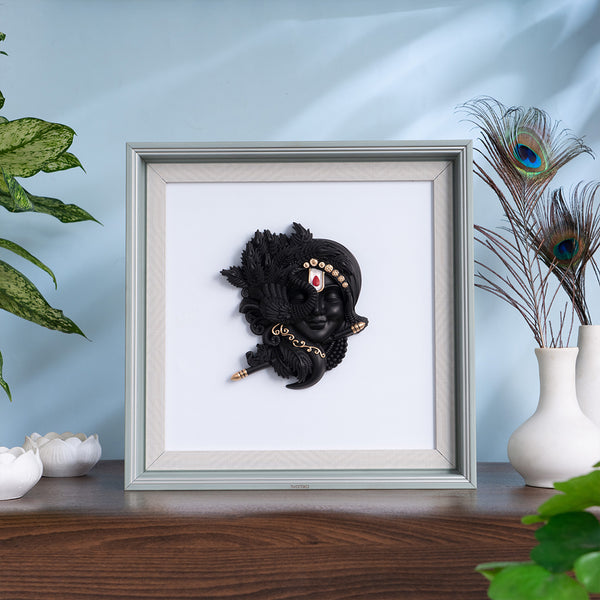 Krishna in Stillness - Murti Frame Wall Decor (12 inch)