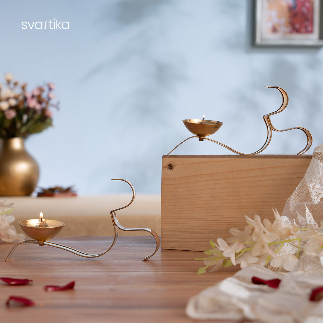 OM ૐ Brass Oil Lamp Diya 