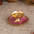 Om Brass Pooja Thali with Aarti Diya 