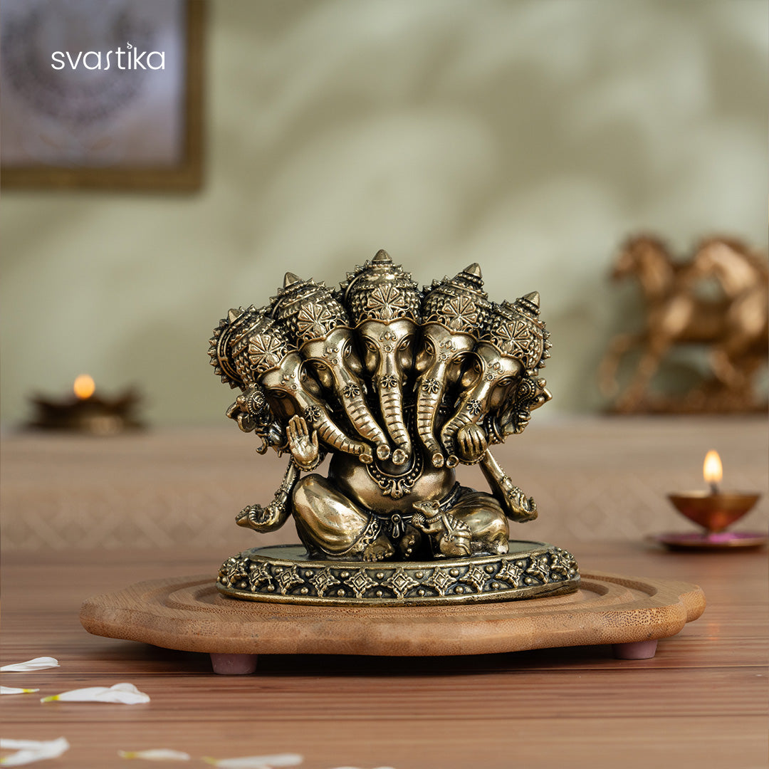 panchmukhi ganesha brass idol
