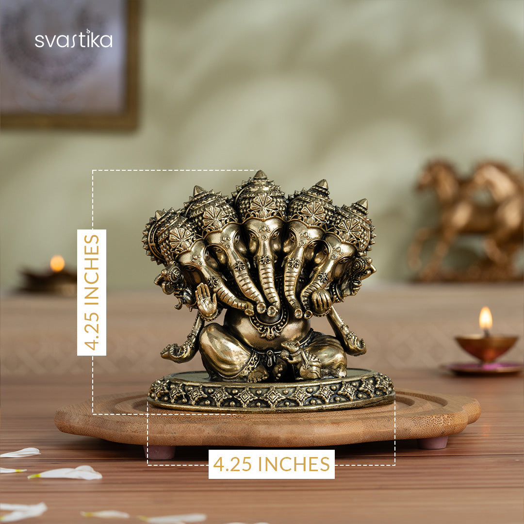 panchmukhi ganesha brass idol
