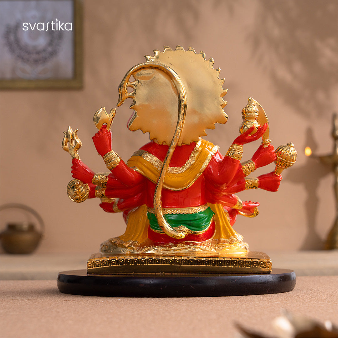 Panchmukhi Hanuman murti With Orange Enamel 