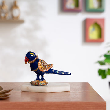 Vibrant Meenakari Parrot Statue for Home (3 Inch)