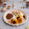 Peach Enamel German Silver Pooja Thali Set 