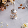 Peach Enamel German Silver Pooja Thali Set ghanti