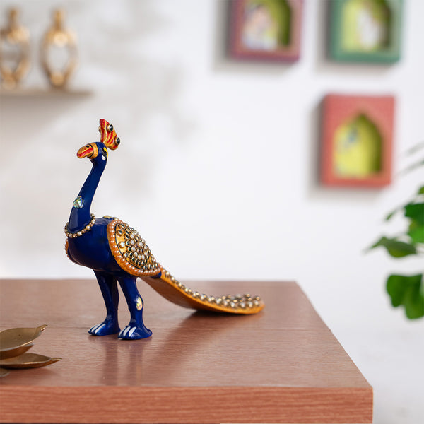 Ornamental Meenakari Peacock Statue (7 Inch)