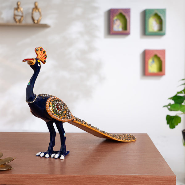Ornamental Meenakari Peacock Statue (13 Inch)