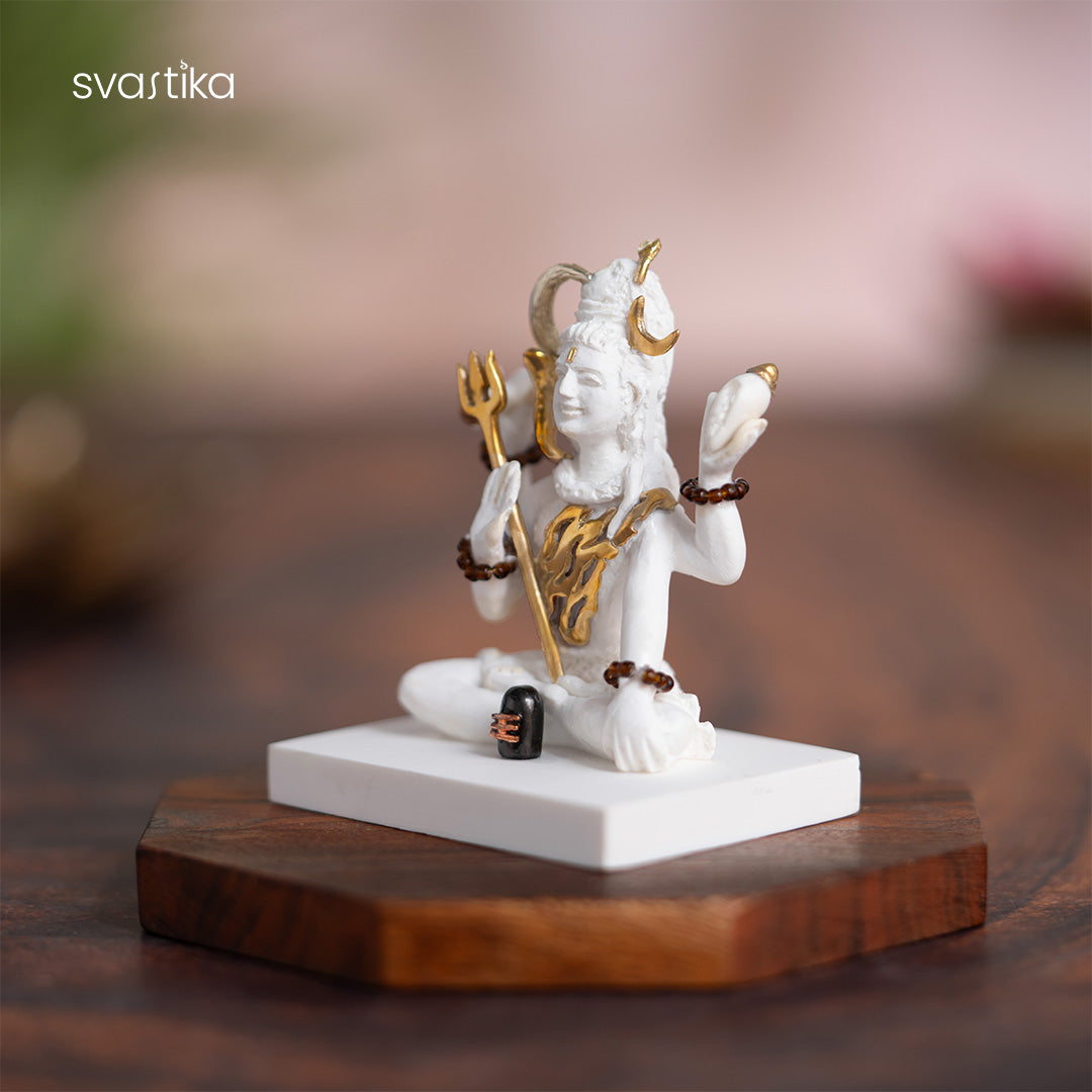 White Shiva Idol for Car Dashboard 