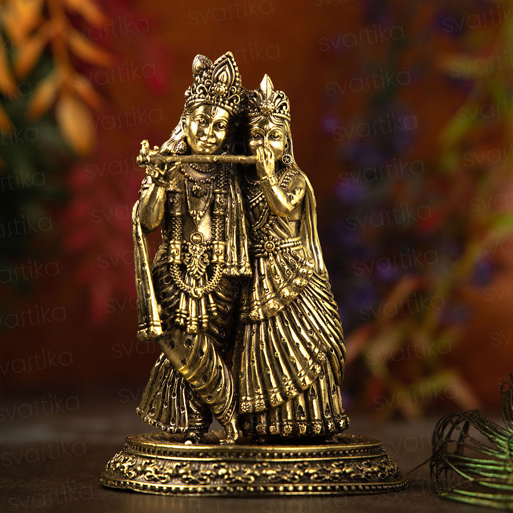 Svastika Brij Ras Radha Krishna Standing Brass Idol | 5 Inch