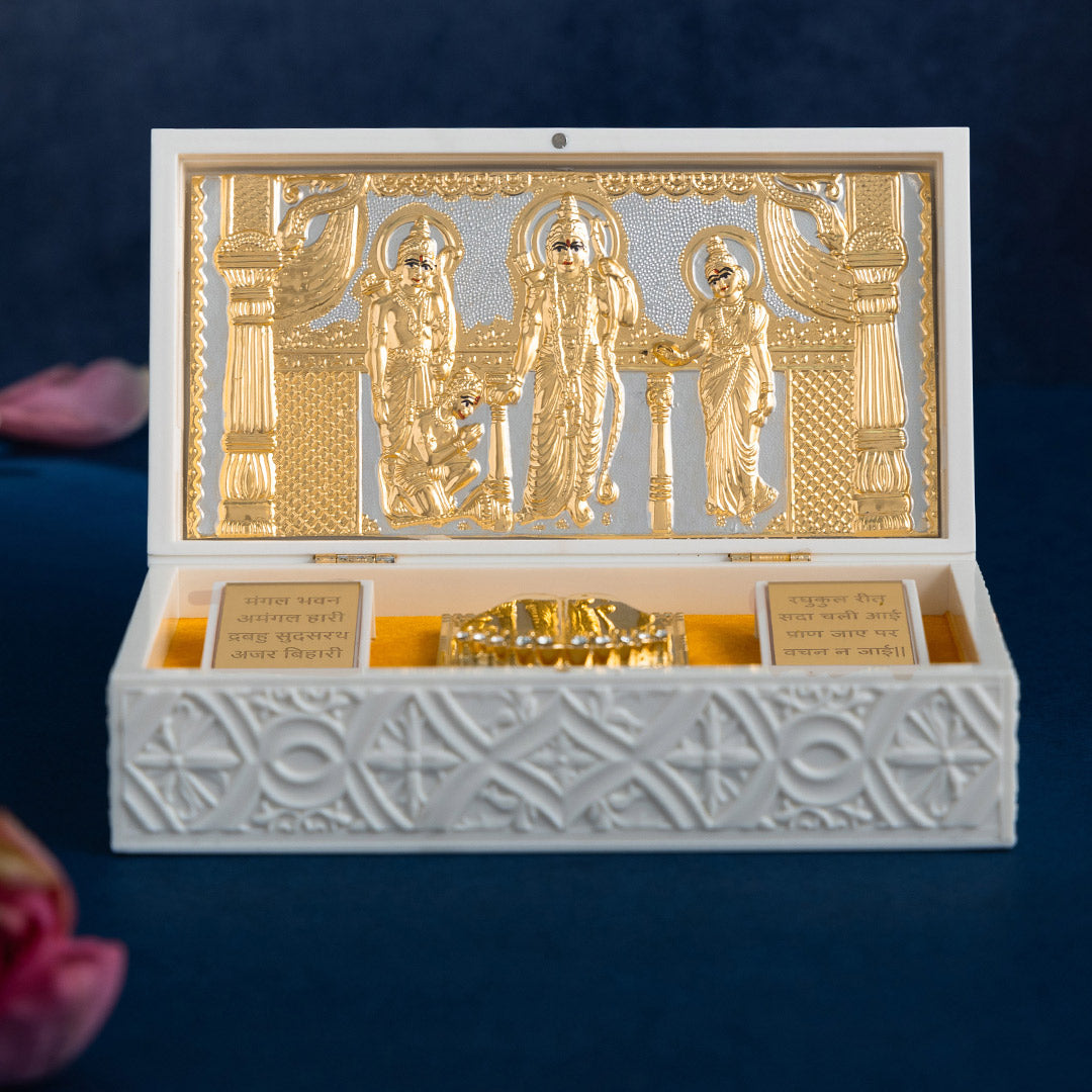 Svastika Ram Darbar Pocket Temple - Gold Plated (Big)