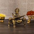 Saraswati-Idol-Playing-Veena-On-Singhasan-4-Brass-Murti-for-Home-Decor