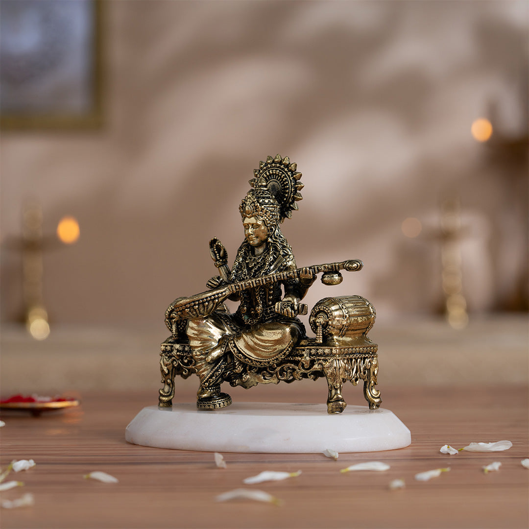 Brass Saraswati statue Set 