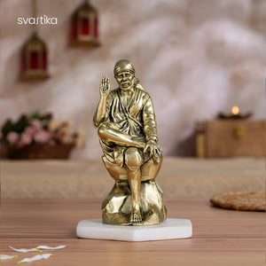 Brass Shirdi Sai Baba Murti for Home (6 Inch)