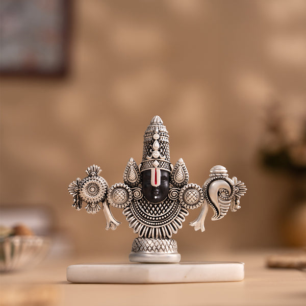 Lord Balaji Face Idol - Silver Plated (4 Inch)