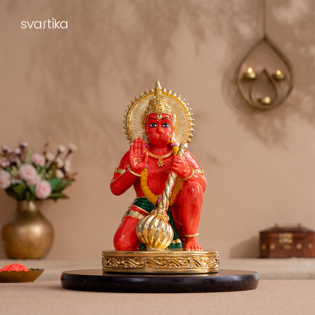 Sinduri Hanuman Murti - Gold Plated (9 Inch)