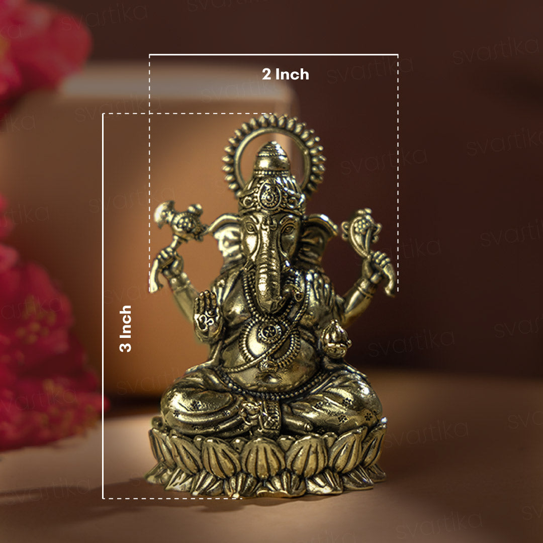 Sitting-brass-Ganesh-On-lotus-Dimension