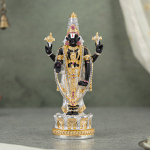 Tirupati Balaji (Venkateswara) Idol - Gold & Silver Plated (8 Inch)